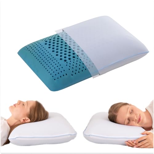 Home Sense Aqua Scented Kopfkissen 59x39 cm, Memory Foam Kissen, Orthopädisches Kissen, Nackenstützkissen, Stützend Atmungsaktives Nackenkissen Kopfkissen, Waschbaren Schlafkissen, 15 cm Hoch von Home Sense