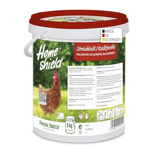 Home Shield Kalkfarbe Hühnerstall Pulver 6 kg Eimer, weiß - Schadstofffreies Streichkalk zum Anrühren - Matte, naturweiße Stallfarbe mit hoher Deckkraft für Ställe von Home Shield