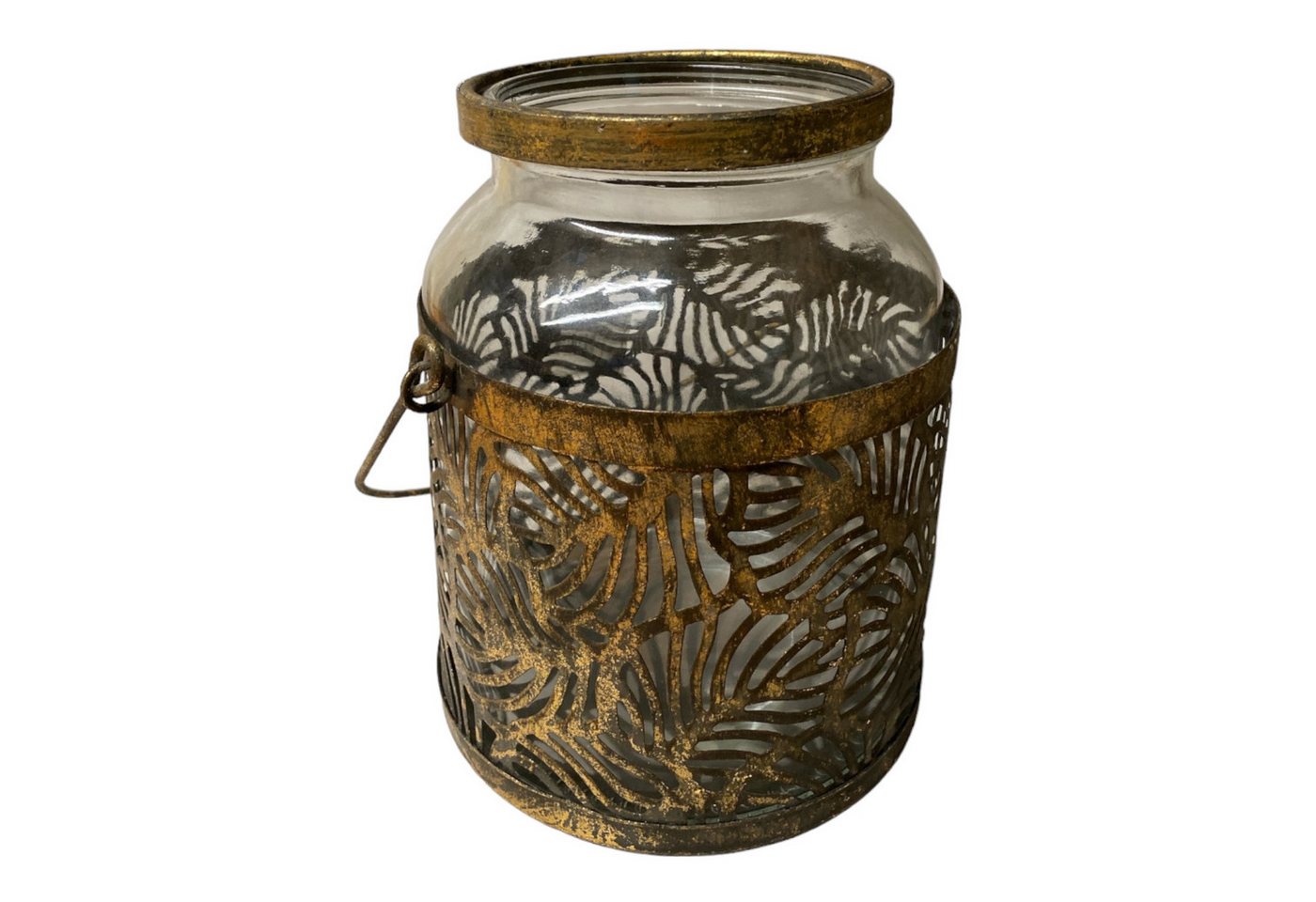 Home Society B.V. Windlicht Luxuriöses Goldenes Windlicht mit Glaseinsatz & Blattmuster – Elegant Home Society B.V. Windlicht Luxuriöses Goldenes Windlicht mit Glaseinsatz & Blattmuster – Elegant von Home Society B.V.