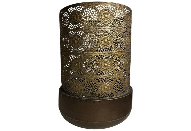 Home Society B.V. Windlicht Windlicht Lochmuster Metall Laterne Gold Braun Rost Shabby 25cm Deko von Home Society B.V.