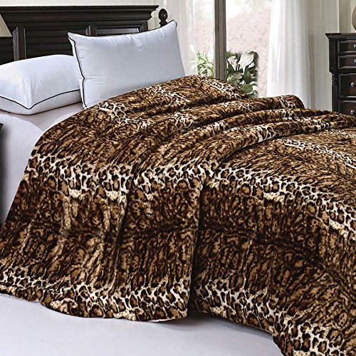 BNF Home Soft und Dicker Kunstpelz Sherpa Unterstützung Bett Decke, ML Leopard, Queen von Home Soft Things