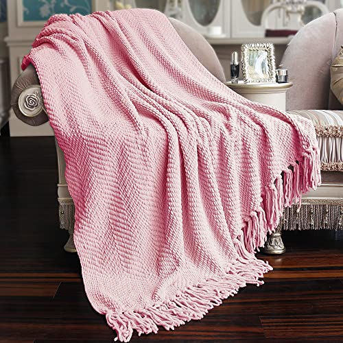 Home Soft Things Gestrickte Tweeddecke, 152,4 x 203,2 cm, Candy Pink von Home Soft Things