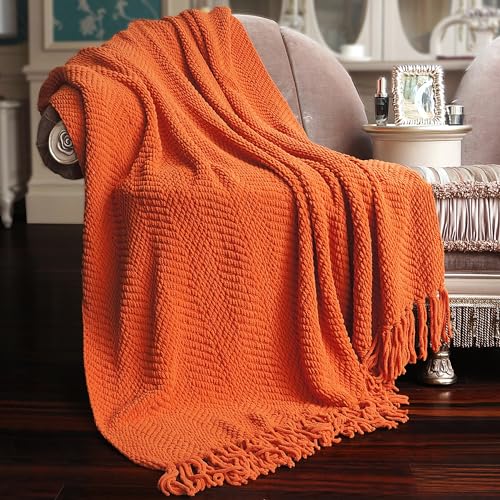 Home Soft Things Tweed Überwurf, 127 x 152,4 cm, Orange von Home Soft Things