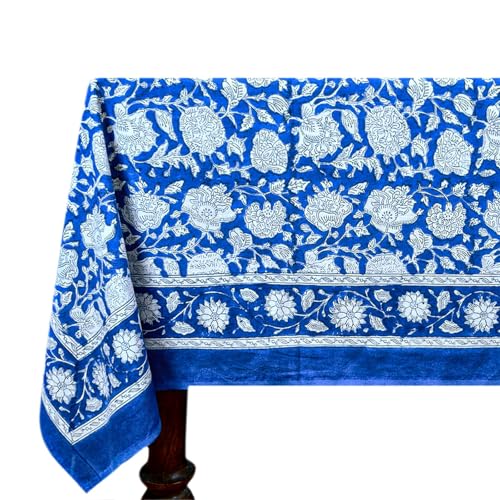 Handblock-Druck, rechteckige Baumwoll-Tischdecke, dekorativ, waschbar, Blumen-Tischdecke, Herbstblau, Weiß, Küche, Esszimmer, Bauernhaus, Picknick, Dekoration, Ostern, Hochzeit, Outdoor, Party, 12 Handblock-Druck, rechteckige Baumwoll-Tischdecke, dekorativ, waschbar, Blumen-Tischdecke, Herbstblau, Weiß, Küche, Esszimmer, Bauernhaus, Picknick, Dekoration, Ostern, Hochzeit, Outdoor, Party, 12 von Home Spun & Crafts