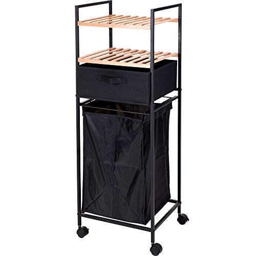 Home @ Styling Collection Badezimmerwagen mit Regalen und Wäschesack, 2-in-1, Bambus von Home @ Styling Collection