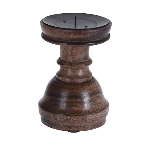 Kerze Stumpenkerze aus Holz, 14 cm, Braun von Home @ Styling Collection