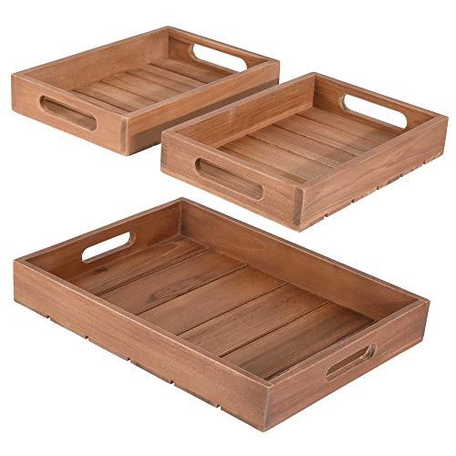 Home Styling Collection Serviertablett Teak 3er Set 39x29x5 cm von Home Styling Collection