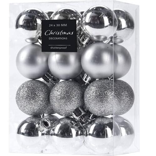 Weihnachtskugel-Set, Ã˜ 3 cm, 24-teilig, Farbe:Silber von Home Styling Collection