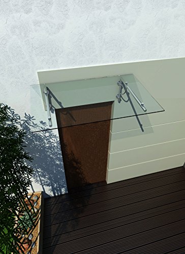 130 x 90 cm Glasvordach Vordach Türvordach Türdach Haustür Klarglas Glas Edelstahl VSG von home-systeme