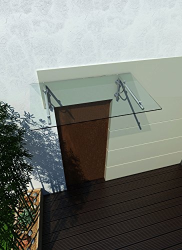150 x 90 cm Glasvordach Vordach Türvordach Türdach Haustür Klarglas Glas Edelstahl VSG von Home-Systeme