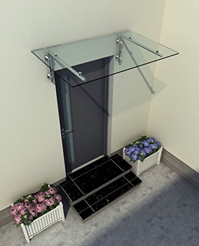 150 x 90 cm Glasvordach Vordach Türvordach Türdach Haustür Klarglas Glas Edelstahl VSG von Home-Systeme
