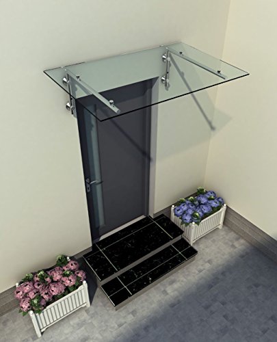 180 x 90 cm Glasvordach Vordach Türvordach Türdach Haustür Klarglas Glas Edelstahl VSG von home-systeme
