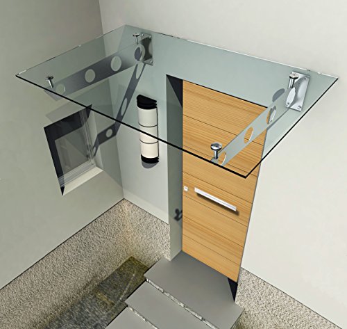 180 x 90 cm Glasvordach Vordach Türvordach Türdach Haustür Klarglas Glas Edelstahl VSG von home-systeme