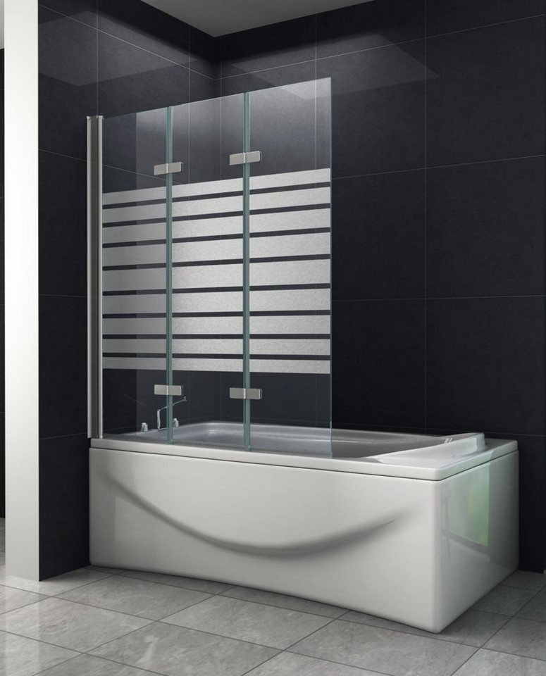 Home Systeme Badewannenaufsatz Duschwand Duschtrennwand Duschkabine Dusche Falttür Klarglas Satiniert von Home Systeme