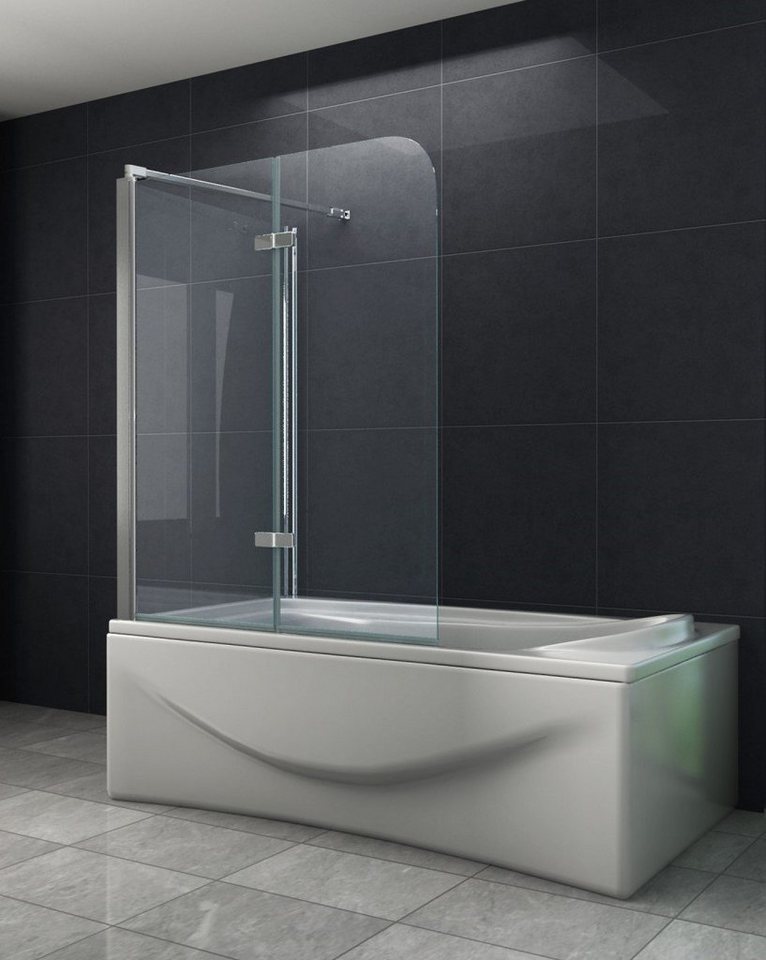 Home Systeme Badewannenaufsatz Eckduschwand Duschtrennwand Duschkabine Dusche Falttür Klarglas Glas von Home Systeme