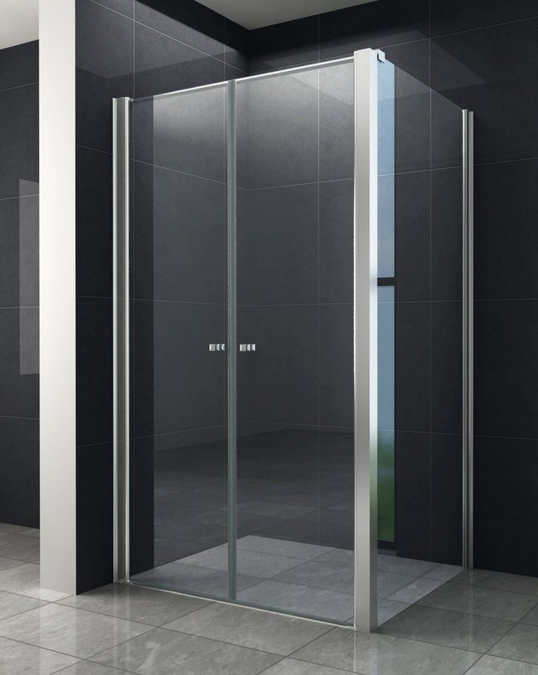 Home Systeme Eckdusche DOPE Duschkabine Dusche Duschwand Duschabtrennung Duschtür Glas ESG, BxT: 120x80 cm von Home Systeme