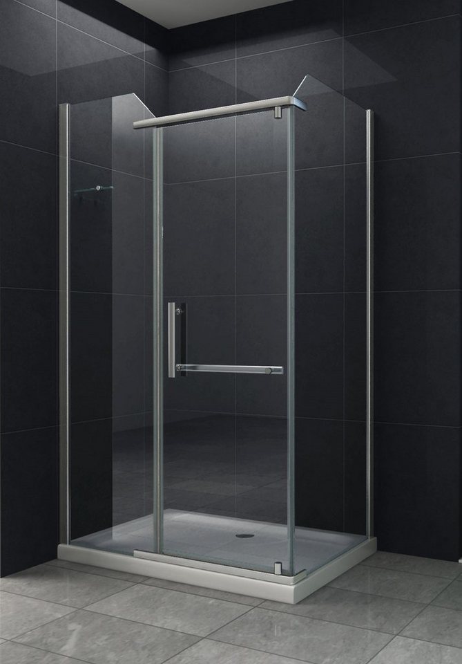 Home Systeme Eckdusche HAMBURG Duschkabine Dusche Duschwand Duschabtrennung Duschtür Glas, BxT: 100x80 cm von Home Systeme