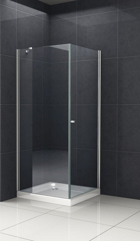 Home Systeme Eckdusche MALO-FIX Duschkabine Dusche Duschwand Duschabtrennung Duschtür ESG, BxT: 80x80 cm von Home Systeme