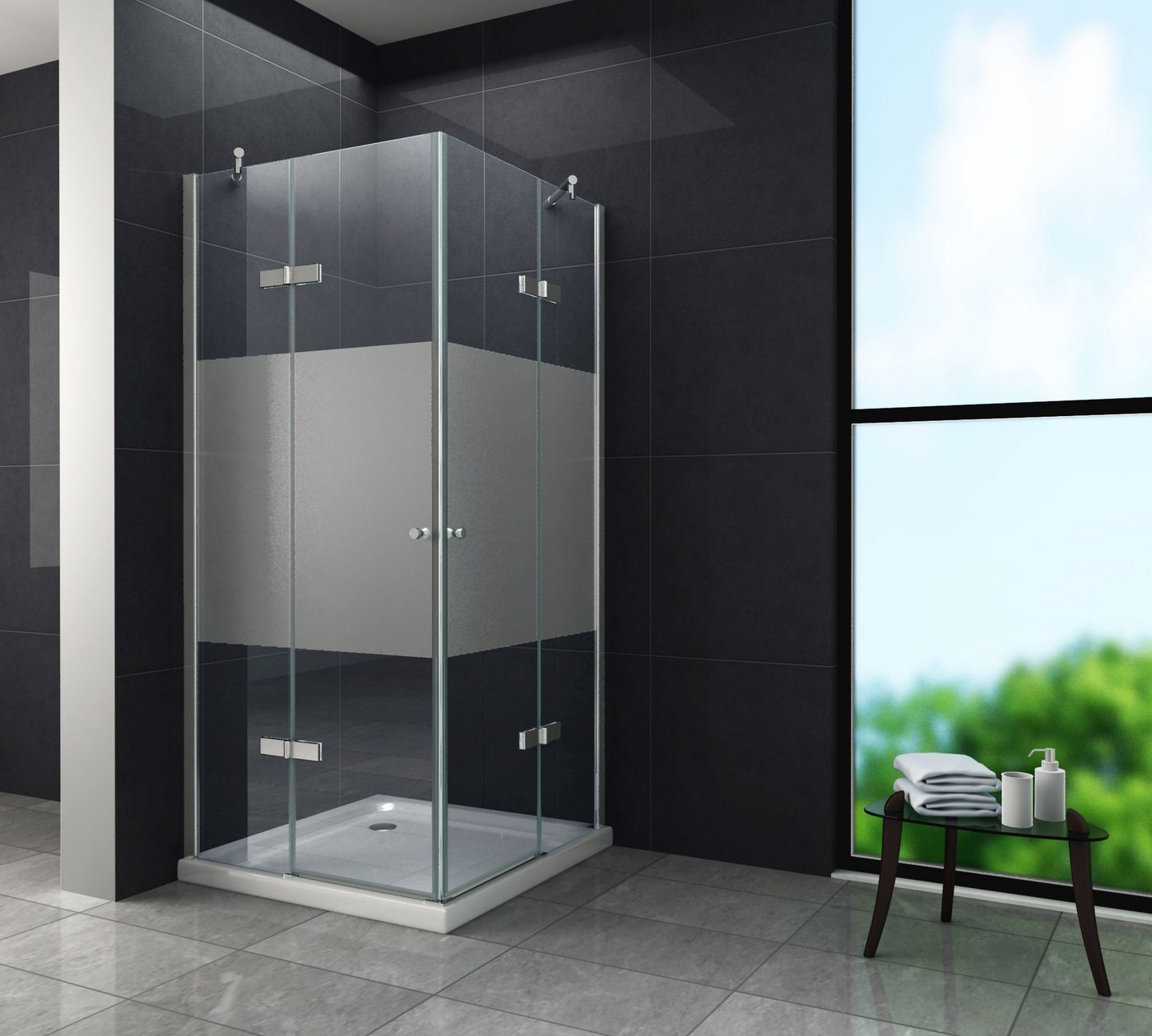 Home Systeme Eckdusche MONETT-COVER Duschkabine Dusche Duschwand Duschabtrennung Duschtür ESG, BxT: 80x80 cm von Home Systeme