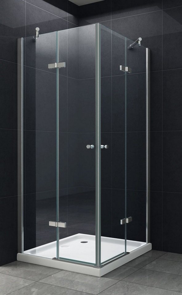 Home Systeme Eckdusche MONETT Duschkabine Dusche Duschwand Duschabtrennung Duschtür Glas ESG, BxT: 90x75 cm von Home Systeme