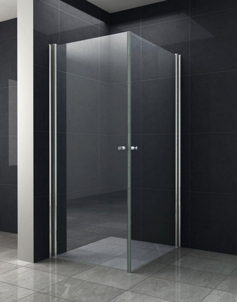 Home Systeme Eckdusche MÜNCHEN Duschkabine Dusche Duschwand Duschabtrennung Duschtür Glas, BxT: 80x80 cm von Home Systeme