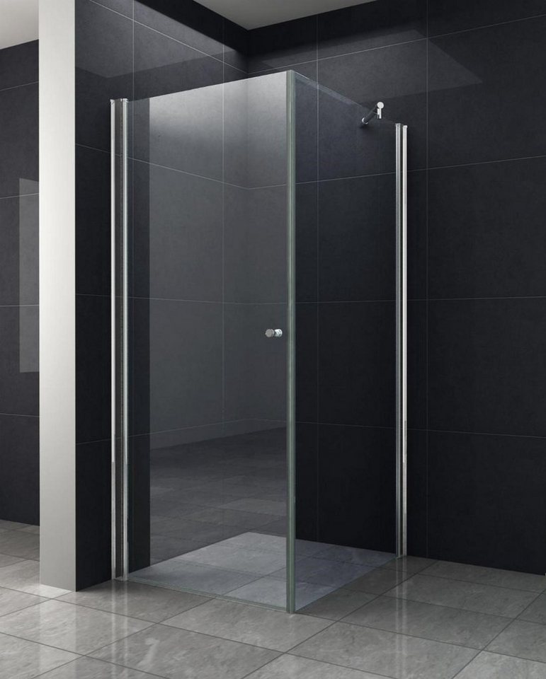 Home Systeme Eckdusche MÜNCHEN-FIX Duschkabine Dusche Duschwand Duschabtrennung Duschtür Glas, BxT: 80x80 cm von Home Systeme