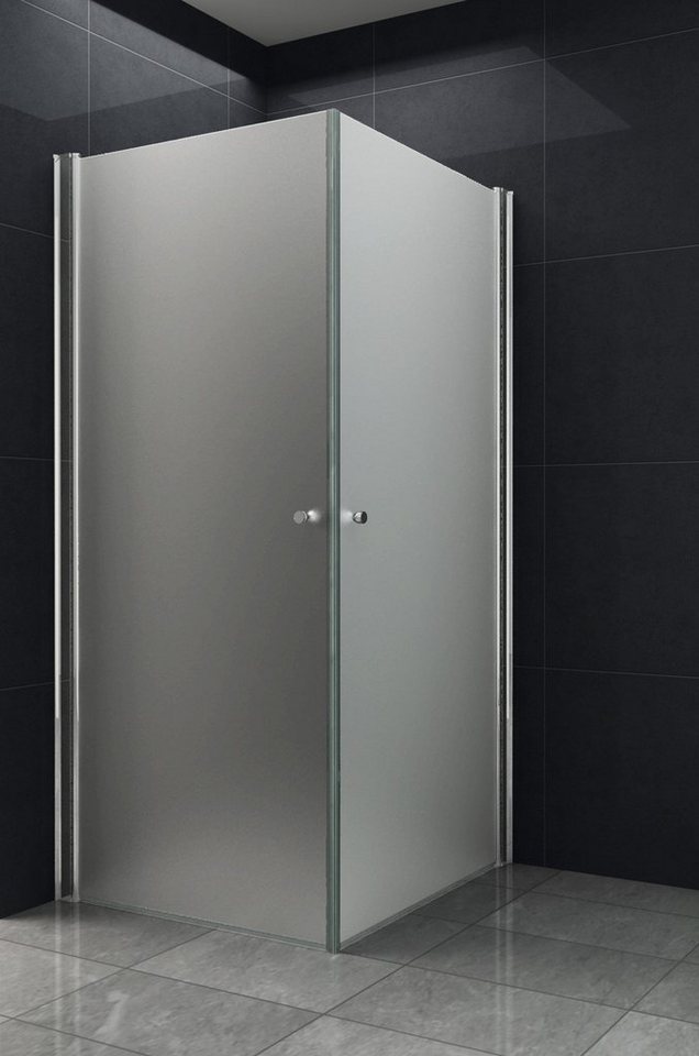 Home Systeme Eckdusche MÜNCHEN-FROST Duschkabine Dusche Duschwand Duschabtrennung Duschtür, BxT: 80x80 cm von Home Systeme