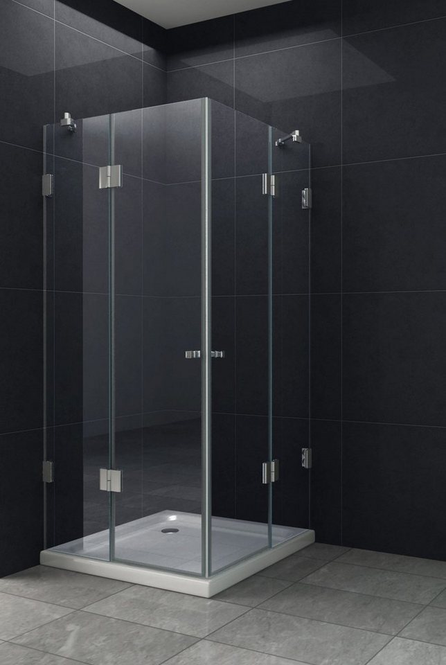 Home Systeme Eckdusche PRIME Duschkabine Dusche Duschwand Duschabtrennung Duschtür Glas ESG, BxT: 80x80 cm von Home Systeme