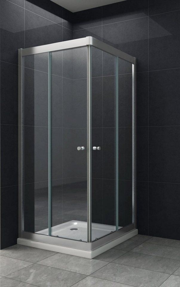 Home Systeme Eckdusche SALUTE Duschkabine Dusche Duschwand Schiebetür Duschtür Glas ESG, BxT: 75x75 cm von Home Systeme