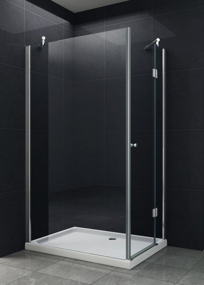 Home Systeme Eckdusche SIDE Duschkabine Dusche Duschwand Duschabtrennung Duschtür Glas ESG, BxT: 120x80 cm von Home Systeme