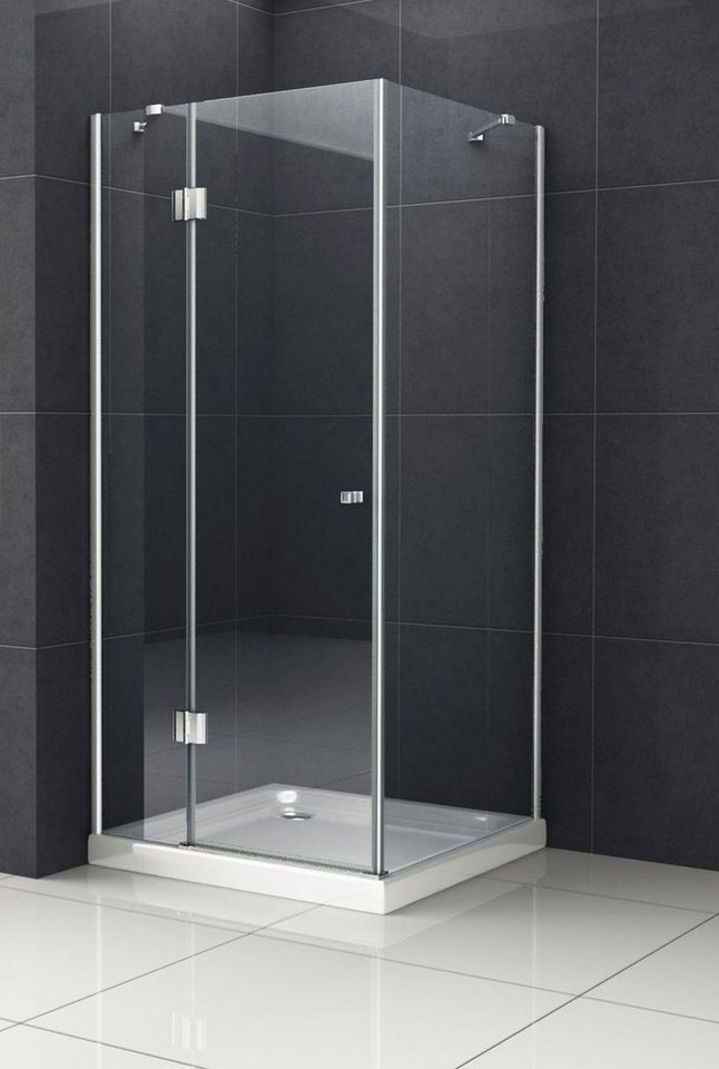 Home Systeme Eckdusche SIMILE Duschkabine Dusche Duschwand Duschabtrennung Duschtür Glas ESG, BxT: 80x80 cm von Home Systeme