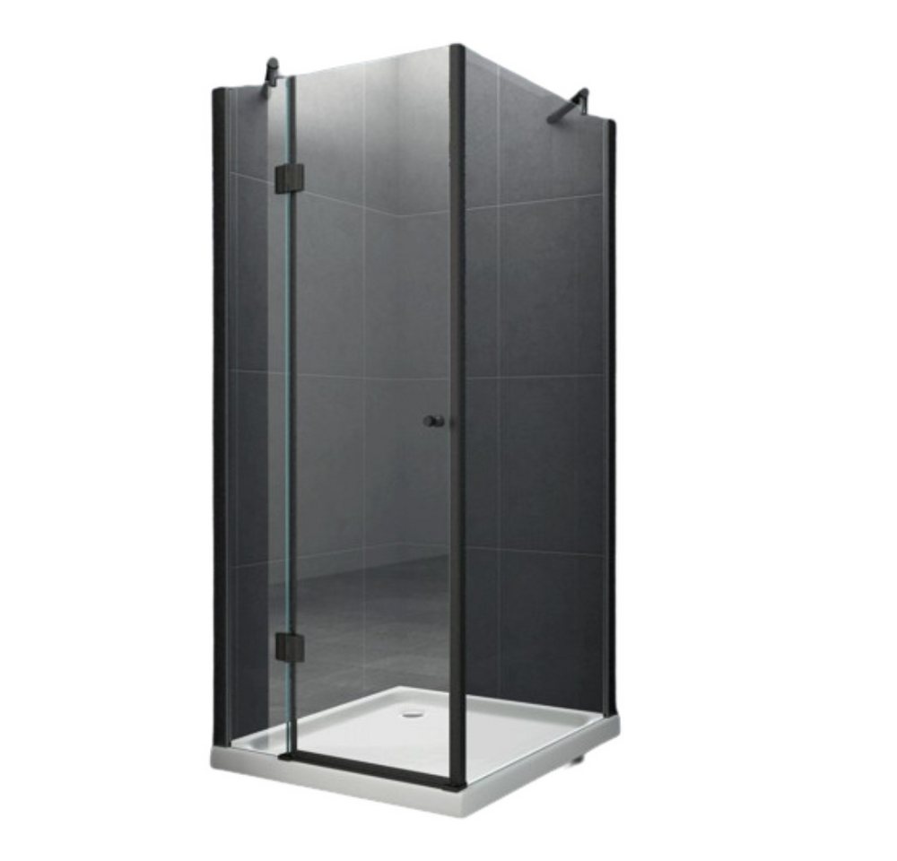 Home Systeme Eckdusche STUTTGART (schwarz) Duschkabine Dusche Duschwand Duschtür Glas ESG, BxT: 90x90 cm von Home Systeme