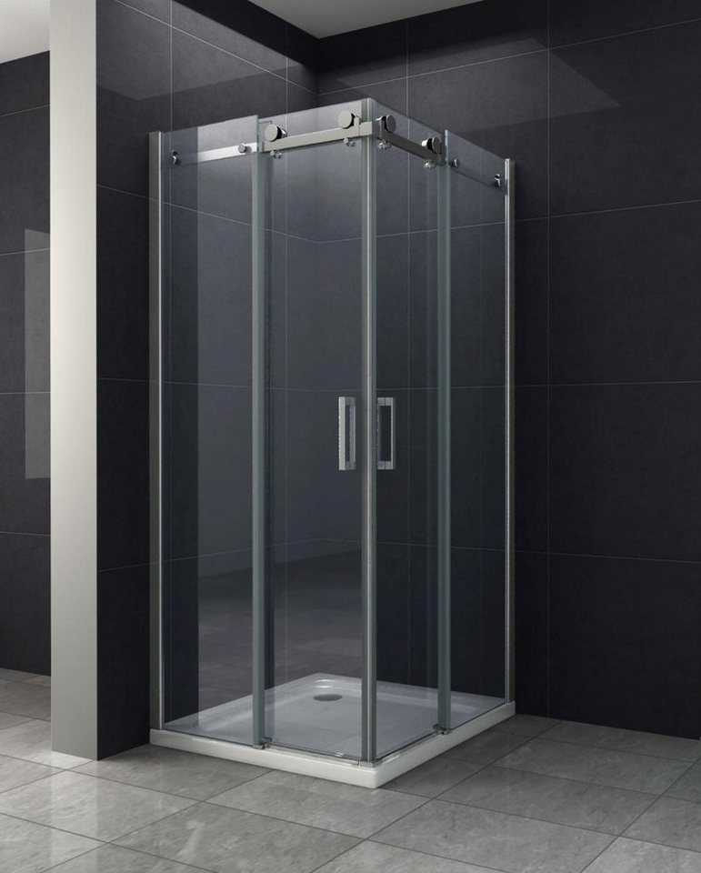 Home Systeme Eckdusche UNNA Duschkabine Dusche Duschwand Duschabtrennung Duschtür Glas ESG, BxT: 80x80 cm von Home Systeme