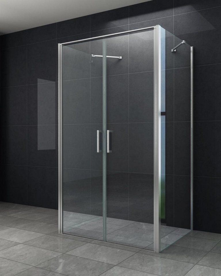 Home Systeme Runddusche ARON U Form Duschkabine Dusche Duschwand Duschabtrennung Duschtür, BxT: 80x90 cm, Einscheibensicherheitsglas von Home Systeme