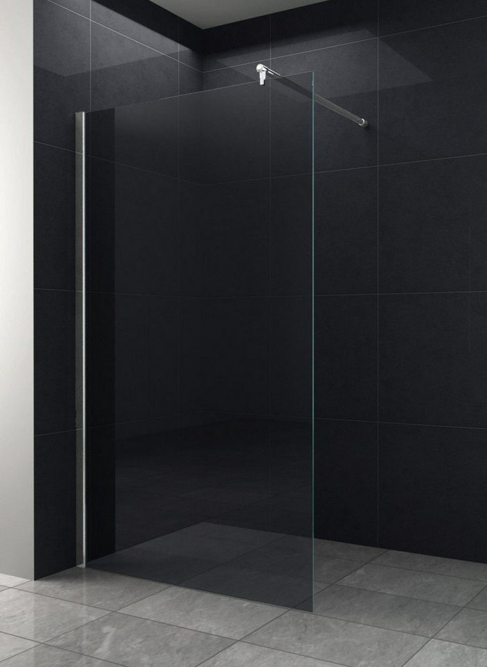 Home Systeme Walk-in-Dusche Duschtrennwand Duschkabine Duschabtrennung Glaswand Rauchglas Schwarz von Home Systeme