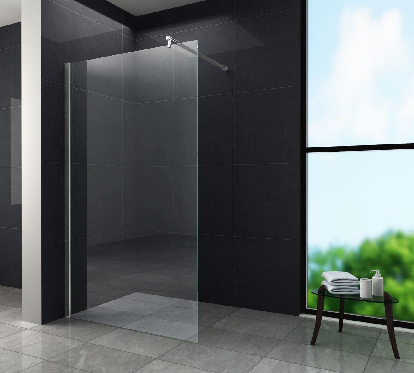 Home Systeme Walk-in-Dusche Duschtrennwand Duschkabine Duschabtrennung Klarglas Glas Höhe 180 220 von Home Systeme