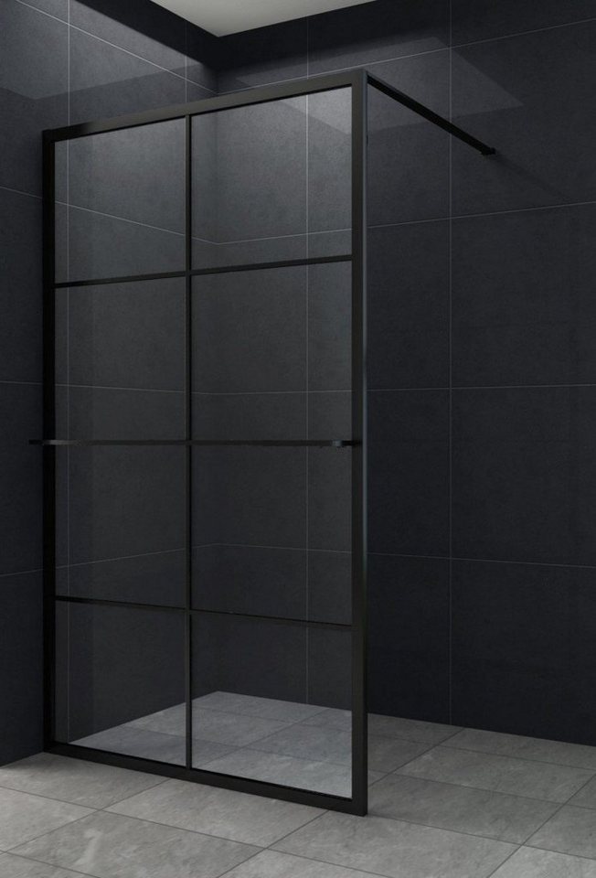 Home Systeme Walk-in-Dusche LONDON Schwarz Duschtrennwand Duschkabine Duschabtrennung Duschwand von Home Systeme