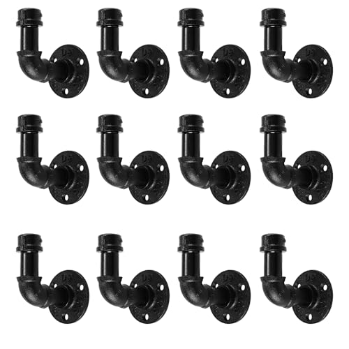 Home TZH Badezimmer-Handtuchhaken zum Aufhängen, 12 Stück, Vintage, Industrie, Rohr-Handtuchhalter, schwarz, Wandmontage, robuste Haken, dekorativ für Bauernhaus, Küche (12, Schwarz) von Home TZH