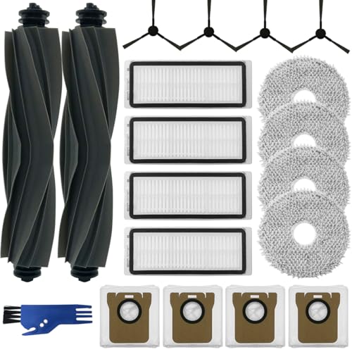 Home Times Ersatzteile für Dreame L20 Ultra Saug- und Wischroboter Zubehör mit 4 Mop-Pads/ 2 Gummibürsten/ 4 Seitenbürsten/ 4 HEPA-Filter/ 4 Staubbeutel 19-tlg. von Home Times