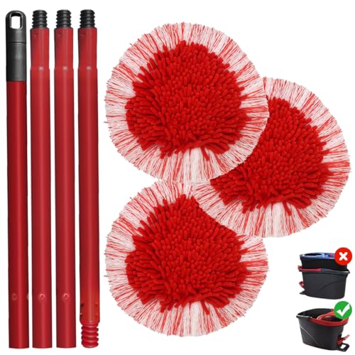 HomeTimes Ersatzkopf Set für Vileda Turbo EasyWring Wischmop Moppaufsatz mit 1 Stiel und 3 Mikrofaser Ersatz mop HomeTimes Ersatzkopf Set für Vileda Turbo EasyWring Wischmop Moppaufsatz mit 1 Stiel und 3 Mikrofaser Ersatz mop von Home Times