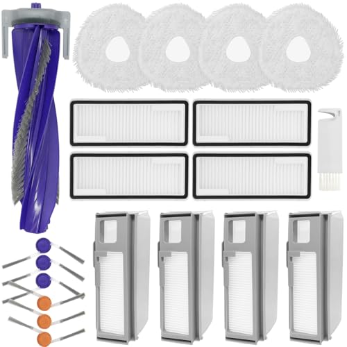 HomeTimes Ersatzteile Kompatibel mit Narwal Freo Z10/ Z10 Ultra Saugroboter Zubehör mit 1 Gummibürsten 4 HEPA-Filter 4 Mop-Pads 6 Seitenbürsten 4 Staubbeutel von Home Times