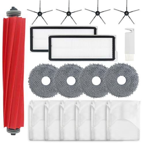 HomeTimes Ersatzteile für Roborock Qrevo Pro für Q revo Maxv Qrevo S Saugroboter Zubehör mit 1 Gummibürsten 2 HEPA-Filter 4 Mop-Pads 4 Seitenbürsten 6 Staubbeutel 18tlg. von Home Times