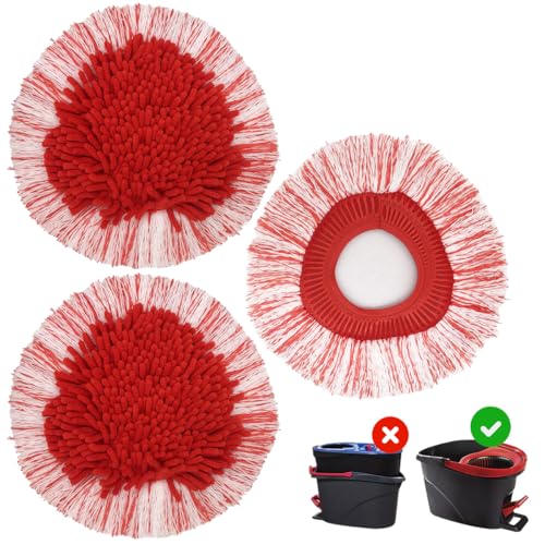 HomeTimes Wischmopp Ersatzköpfe für Vileda Turbo EasyWring Mikrofaser Ersatzmop Moppköpfe Tiefenreinigung für alle Böden und Oberflächen, 3 Stück von Home Times