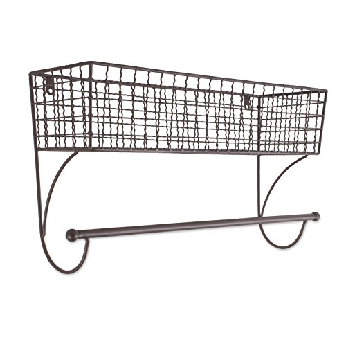 Home Traditions Z02224 Rustic Metal Wall Mount Shelf with Towel Bar, Large von DII