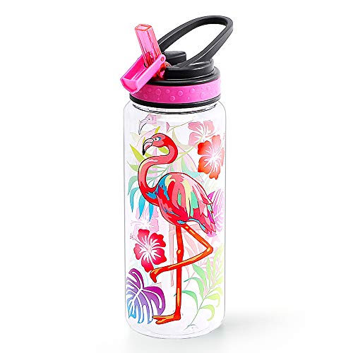 Home Tune Süße Trinkflasche mit Strohhalm für Mädchen und Jungen, BPA-freies, auslaufsicherer, leicht zu reinigen, Tragegriff, 680 ml - Flamingo von Home Tune