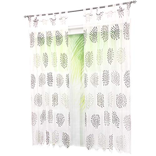 Gardine Voile Vorhang mit Kreis-Motiven Druck Design Deko für Haus 1PC Fenster Schal (BxH 140x225cm, Braun mit Schlaufen) von Home U