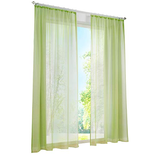 Home U 1PC Gardine mit Kräuselband Vorhänge Transparent Voile Vorhang (B*H 140 * 245cm, Grün) von Home U