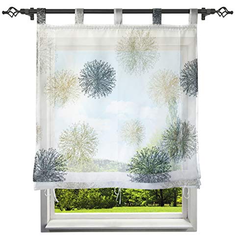 Raffrollo mit Luftig Druck Design Schlaufen Rollos Transparent Voile Vorhang Deko für Haus (B*H 120 * 150cm, Grau) von Home U