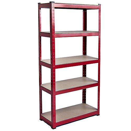 Home Discount 5 Etagen Schicht Regal Regalen Rack Küche Garage Racking 875 kg Kapazität, groß, Rot von Home Discount