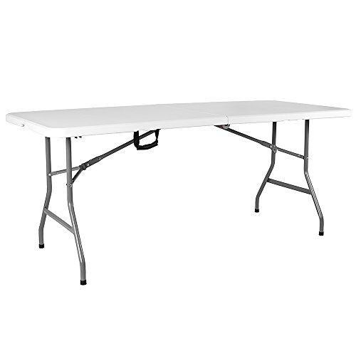 Home Vida Klapptisch, 1,5 m, robust, extra stark, für Camping, Buffet, Hochzeit, Markt, Garten, Party, Kofferraum, Stall, Picknick, Bock, für drinnen und draußen, klappbarer Tragegriff von Home Vida